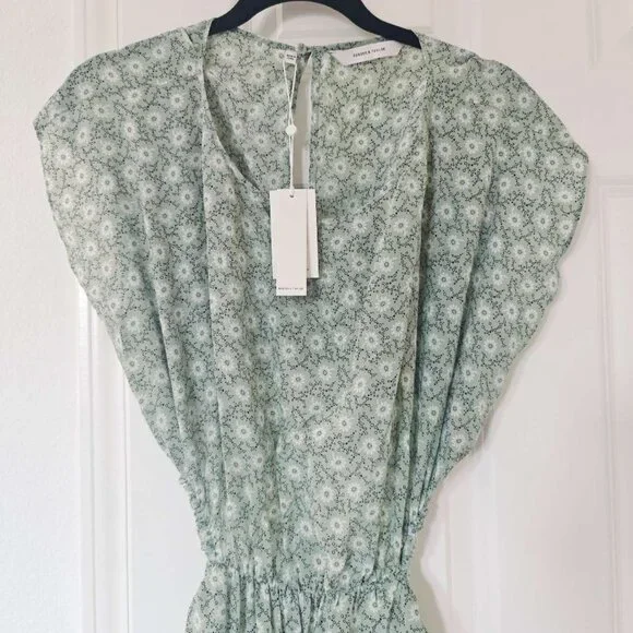 NEW Rebecca Taylor Floral Print Silk Cutout Midi Dress summer vacation - Picture 5 of 5